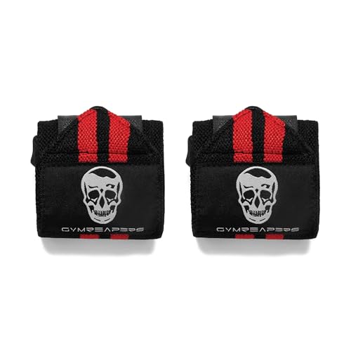 Gymreapers Weightlifting Wrist Wraps (Competition Grade) 18" Professional Quality Wrist Support with Heavy Duty Thumb Loop - Best Wrap for Powerlifting, Strength Training, Bodybuilding(Red, 18")