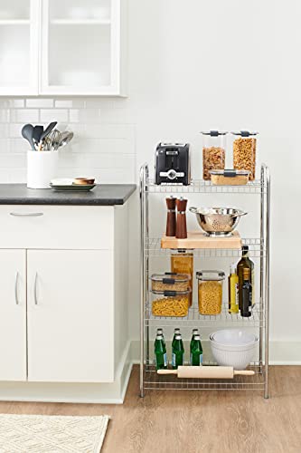 Rubbermaid 4-Tier Heavy Duty Wire Shelf, Satin Nickel, Easy Assemble With Hardware Included, For Food/Laundry/Closet Home Storage Use #TOP5