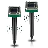 Repelente de Animales Solar, Repelente Ultrasónico para Animales,Repelente Solar, IP65 Solar Ahuyentador de Topos, Repelente Solar Ultrasónico para Jardin Anti Ratóns, Anti Animales - 2 Piezas