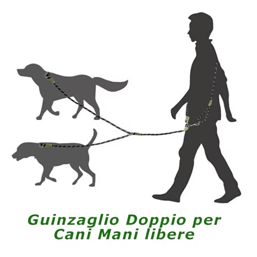 Doppelte Hundeleine, 260 cm, reflektierende freihändige Leine für zwei Hunde, große, mittlere und kleine Hunde beim Gassigehen, 360° ohne Verheddern, Schwarz