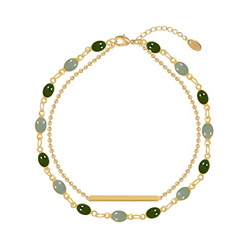Bracelet LuisFranklin rétro romantique en cristal vert ovale précieux pour femme
