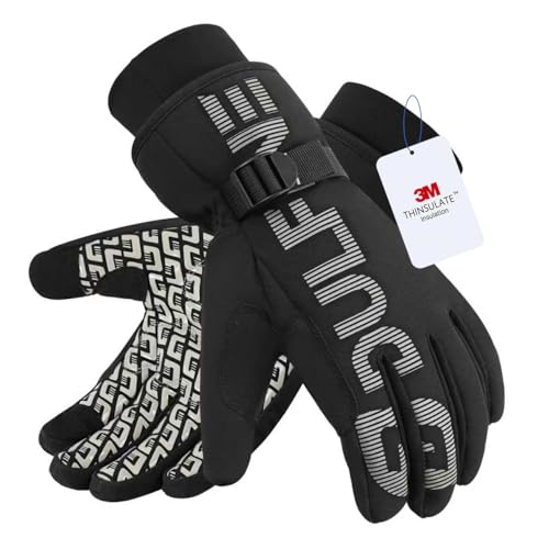 DULFINE Waterproof & Windproof -30°F Winter Work Gloves for Men Grey M