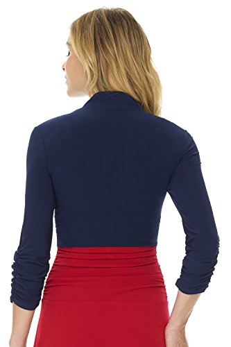 Image of Rekucci Women's Chic Soft Knit Stretch Bolero Shrug with Ruched Sleeves