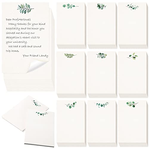 Image of Spiareal 100 Pcs Greenery Note Cards 4x6in, Eucalyptus Leaves Blank Note Cardstock Floral Watercolor Index Thank Greeting Cards for School Office Wedding Baby Shower(Milk White)