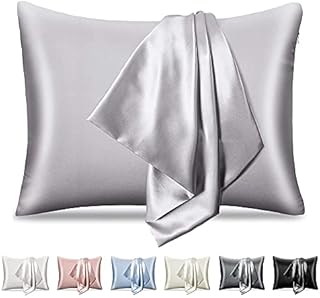 pendali Satin Pillowcase for Hair and Skin, Luxury Smooth Satin Pillow Case with Hidden Zipper, Wrinkle, Fade Resistant, 1 Pack Soft and Breathable Standard Size Pillow Cover (Grey, 19" x 26")