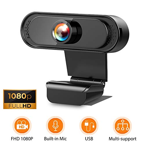 Webcam PC Full HD 1080P con Micrófono,Web CAM,portátil Webcam,Webcam USB 2.0 Mini Plug and Play videollamada,Grabación, Conferencias