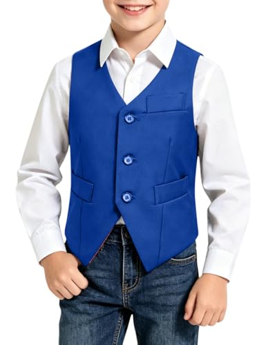 Image of Visaccy Boys Vest Kid Boy Formal Suit Vest for Wedding School | 3 Buttons,Fully Lined,Adjustable Waist,Toddler Boy Dress Vest