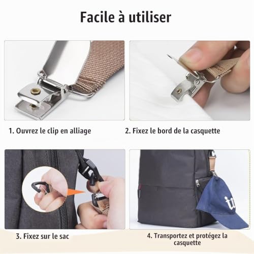 Sac De Voyage Cabine : Lot de 4 clips élastiques pour chapeau de voyage pour sac à main,sac m (... – Image 4