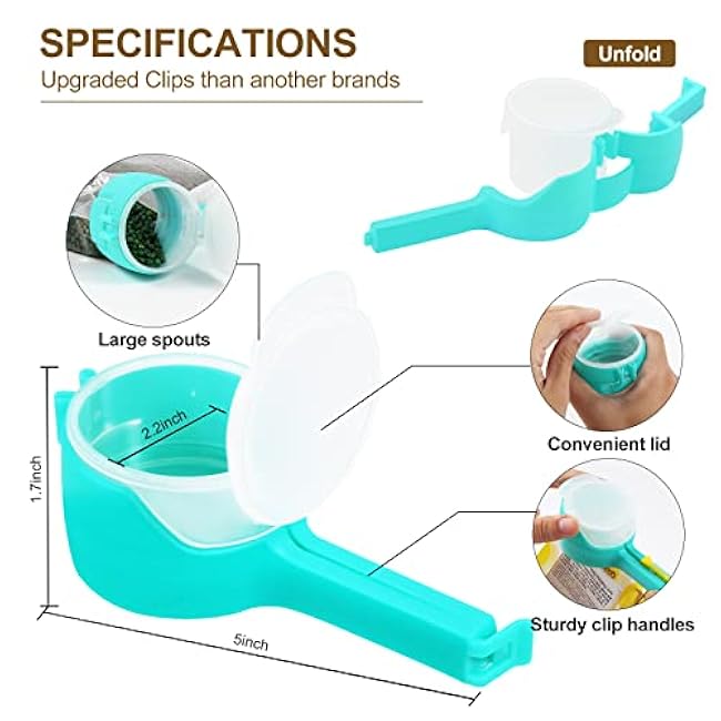 Bag Clips for Food Storage Sealing Clips with Pour Spouts Food Sealing Plastic Great for All Food or Cat/Dog Food Storage and Organization£¨6 Pack£©