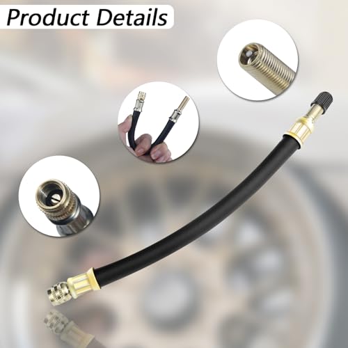 Image of 2 Pcs 8.25 inch Black Valve Stem Extension, Flexible Valve Stem Extenders for Cars, Trucks, Motorcycles, Bikes, Scooters - Universal Fit