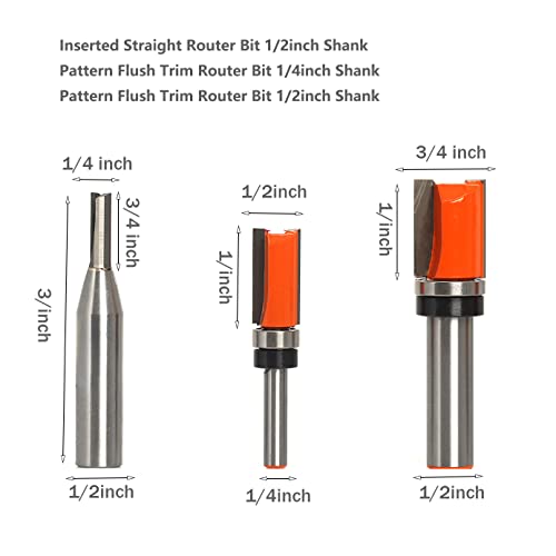 Flush Trim Router Bits 1/2 Shank By Sinoprotools, Top Bearing Pattern Template Router Bits, Carbide Router Trim Bit, Flush Cut Router Bit/Flush Trim Bit, For Wood Trimming #TOP2