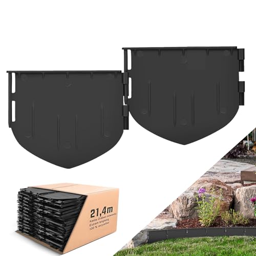 10,7 m Flexible Rasenkante Kunststoff, Höhe 13 cm, Stabile Raseneinfassung aus recyceltem Plastik, Unsichtbare Beeteinfassung Beetumrandung Garten Pflasterkante, Einfach zu montieren, Schwarz