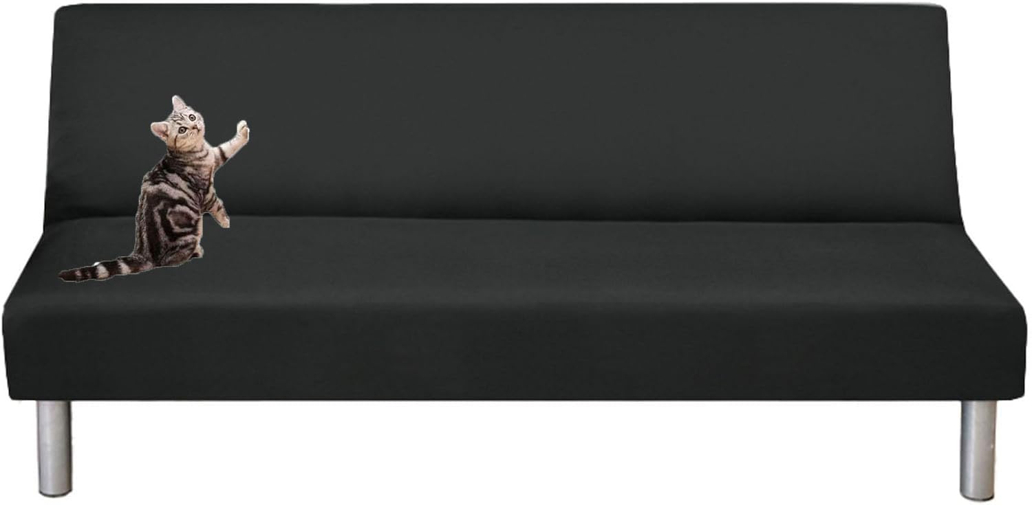 Funda de futón plegable HACLEN negra mediana elástica y lavable para salón