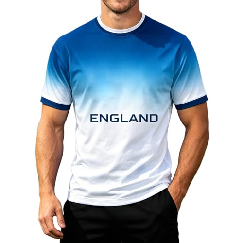 Image of World Cup 2026 Jersey Product Category Men's T-Shirts - Graphic Print English National Team Crew Neck Short Sleeve Casual Style Easy Care Everyday Unisex Casual Shirt Modern Streetwear Design, White
