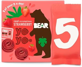 BEAR Strawberry Yoyos - Dried Fruit Rolls - Healthy - Vegan - 20g (5 packs)