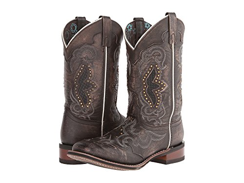 Image of Laredo Womens Maddie Embroidered Round Toe Pull On Casual Boots Mid Calf Low Heel 1-2 inch - Brown