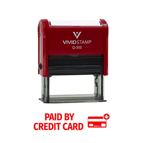 Vivid Stamp Timbre caoutchouc affaires PAYÉ carte crédit - Encre rouge