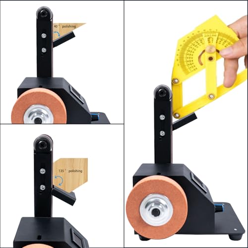 YZCHAIN Mini Belt Sander with 10 Abrasive Belts, Angle Adjustable Bench Belt Grinder, Variable Speed Control & Digital Display, 350W Power Sander for Woodworking Metal, G6M-ZJL-ONR648 - Image 5
