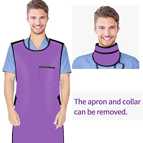 Image of Lead Apron for X-Rays - 0.5mmPb Lead Apron with Thyroid Shield Lightweight Dental Lab Apron for Hospitals Labs Nursing Homes Purple