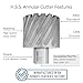 Accusize Industrial Tools 3'' Cutting Dia, 1-1/4'' Weldon Shank, 2'' Cutting Depth H.S.S. Annular Cutters, 2081-2053
