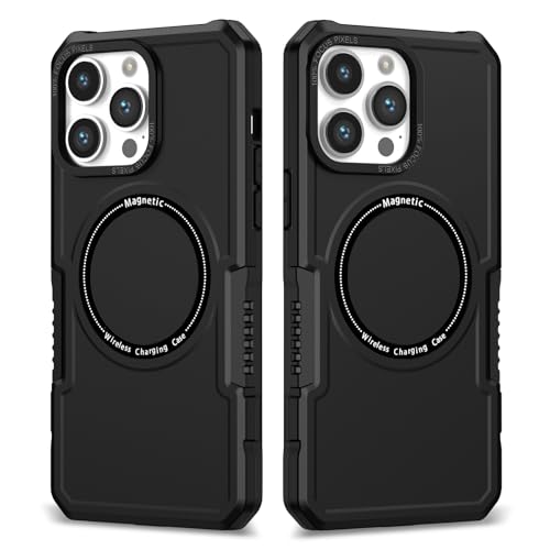 Carcasa de telefono Compatible con iPhone 15 Pro, compatible con , protección ultrafina a prueba de golpes de grado militar, funda magnética Compatible with iPhone 15 Pro, funda híbrida clásica(Svart)