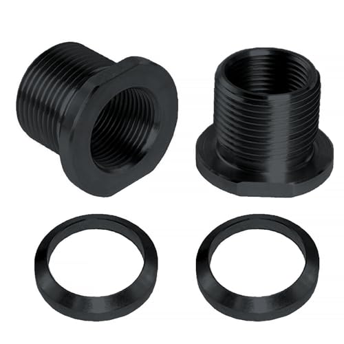 Image of 1 /2x28 Convert to 5 /8x24 Crush Washer Thread Adapter Steel (Black -2pc)