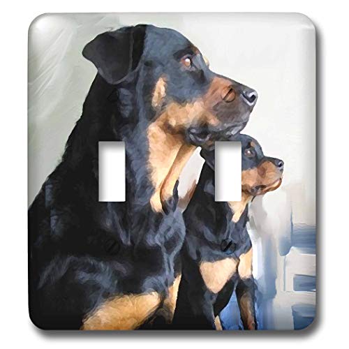 Interrupteur à bascule double Rottweiler 3dRose commande éclairage - 2