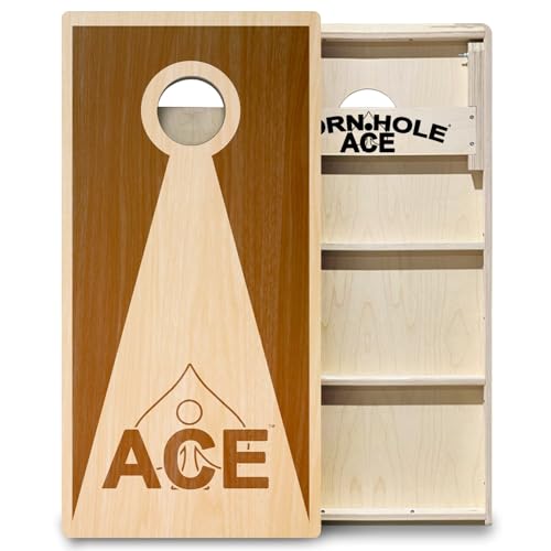 CornholeAce ACE PRO Brown Stained Wood Inverse Triangle Professional Cornhole Boards - No Bounce! 3/4