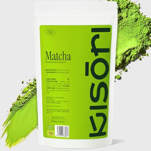 Kisori - Té Matcha Ceremonial Premium 250g I Té Matcha en Polvo | Te Matcha Orgánico 100% Natural | Te Verde Puro Máxima Calidad I Sin azúcar, Vegano