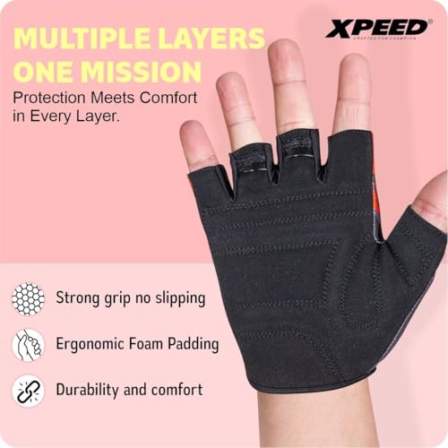 Image of Xpeed Air Vent Fitness & Cycling Gloves /Super Stretchable with Lycra & Suede Made for Light Sport Activities Weight Lifting, Gym Workout, Crossfit, Gym Gloves for Men and Women