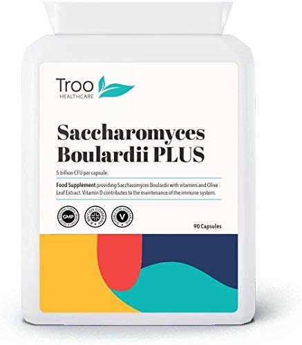 Saccharomyces Boulardii 90 capsule | 5 miliardi di cfu Organismi per capsula | con aggiunta di biotina di foglie di olivo e vitamina D | Qualità garantita