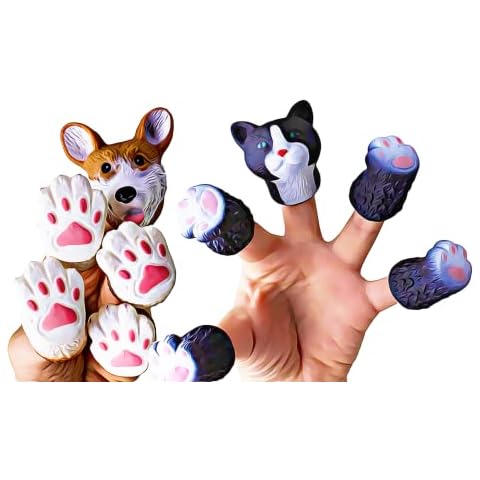 DR DINGUS Finger Puppets (Dog and Cat) - Great for Kids Party Favors, Treasure Box Prizes, Goodie Bag Fillers, Family Fun Cover