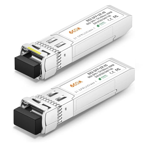 Image of a Pair of 10G BiDi SFP+ Transceiver, 10GBase-BIDI 1490nm /1550nm SMF, up to 80km, Compatible with Cisco, Ubiquiti, D-Link, Supermicro, Netgear and Other Open Switches