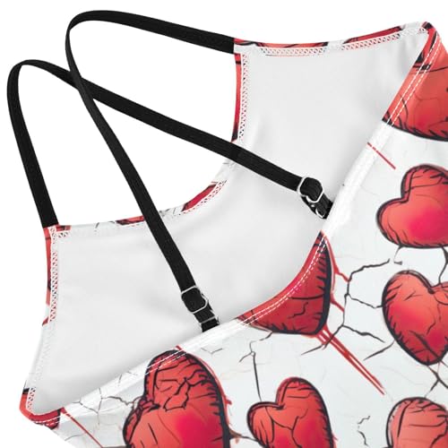 Red Love Heart Girls One Piece Swimsuit Beach Swimwear 208546854