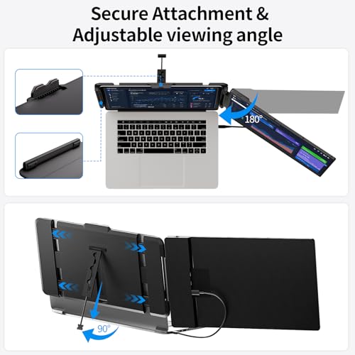 Image of Laptop Screen Extender 14 inch - Dual Portable Monitor FHD 1080P IPS Second Screen for 13 inch-17 inch Laptops, Plug & Play for Trip /Remote Work Compatible with Windows /Mac /Android /Chrome