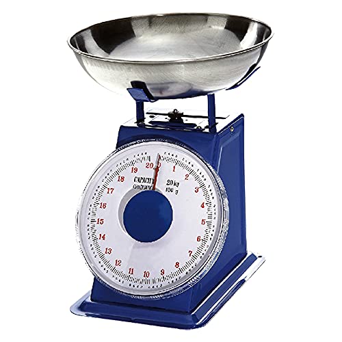 KASART Bilancia da Cucina, Analogico, Blu, Metallo, Portatile, Kg 10 / 50gr.