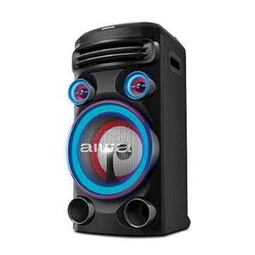 Torre de Som AIWA T1W-01B 1500W 1Woofer10" BT RGB USB FM DJ TORRE DE SOM AWS-T1W-01 BIVOLT BLUETOOTH