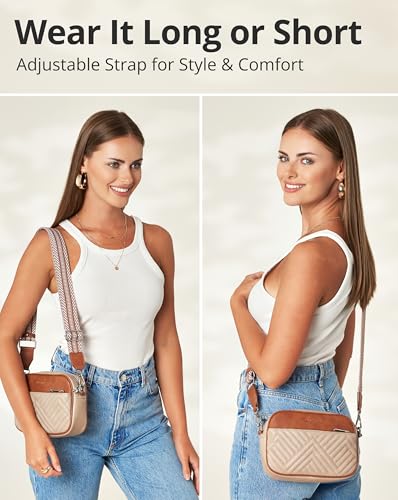 Vantamo Crossbody Bags For Women with 29.5"-55" Jacquard Adjustable Strap, Extra Safe Purses for Women, RFID & Anti-Pickpocket Clip, Smooth PU Leather Shoulder Bag with Gift Box, Stone Brown Purse4