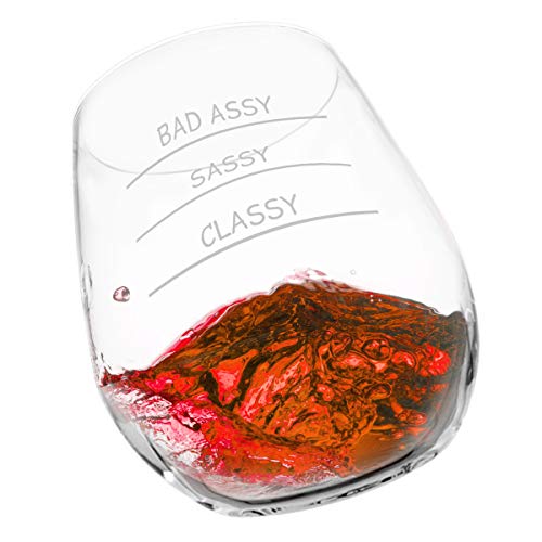 Funny Stemless Wine Glasses Set Of 4 (15 Oz)- Funny Novelty Wine Glassware Gift For Women- Party, Event, Hosting Fun- Wine Lover Wine Glass With Funny Sayings #TOP4