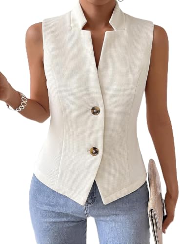 Image of Mina Self Women's 2026 Summer Lightweight Knit Vest Top - Breathable Stretchy Floral Trendy Casual Work Office Slim Waistcoat