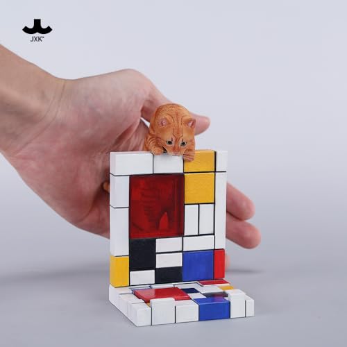 Chat Mondrian grimpant statue AMITD JXK figurine collection polyrésine durable