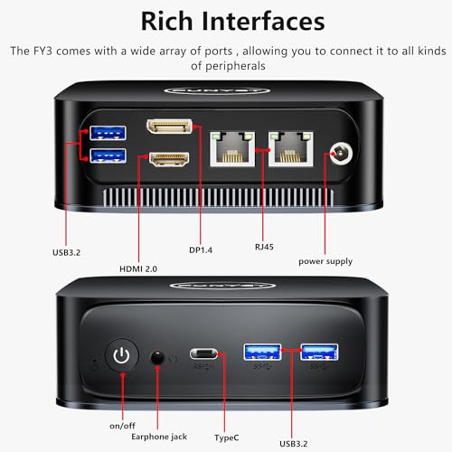 Image of FUNYET Mini PC Desktop Computer with Intel 12th Gen Alder Lake N95(up to 3.4GHz), 16GB DDR4 RAM 1TB SSD, Supports 4K Displays, Windows 11 Pro(Black)