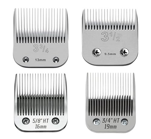 4 Pack Large Size Detachable Replacement Blades set compatible with oster Classic 76/Star-Teq/Power-Teq andi A*dis AGC BDC BGC MBG Series Clipperssize from 3/8 to 3/4 -Inch9.5-19mm