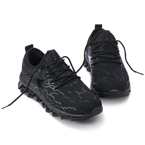 YTRXM Boys Girls Sneakers Lace-up Children Tennis Shoes Lightweight Non Slip Athletic Sports Running Walking Gym Shoes for Boys Girls Black Size 3 Big Kid4