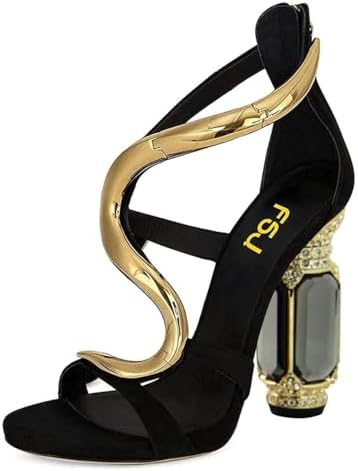 FSJ Women Open Toe Stylish Sandals Ankle Strap Chunky Block High ...