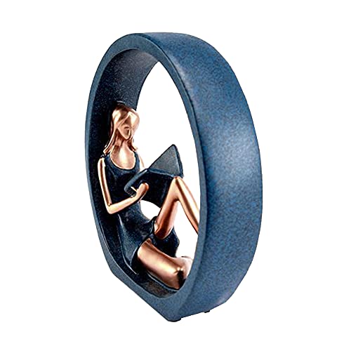 Ekdjkk Girl Reading Figurine Circle Resin Figurine Reading A Book Girl Reading Sculpture Reading Girl Ornament Figurines Lady Statue For Home Tv Cabinet Bookshelf Desktop Decor #TOP6