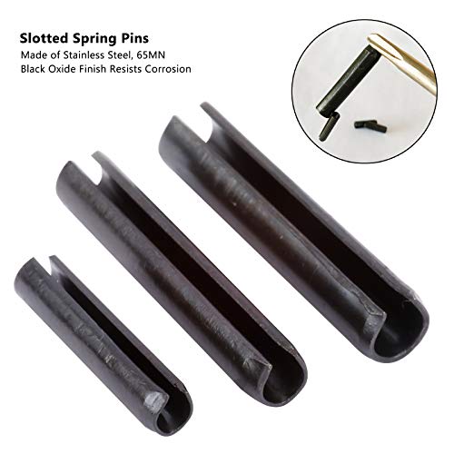 Highfree 390 Pieces Slotted Spring Steel Pins, Steel Split Spring Dowel Tension Roll Pins Assortment Set,M1.5 M2 M2.5 M3 M4 M5 M6, 13 Types #TOP2