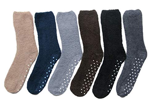 Yacht & Smith Mens Fuzzy Socks, Soft Warm Winter Slipper Plush Socks (Gripper Bottom)