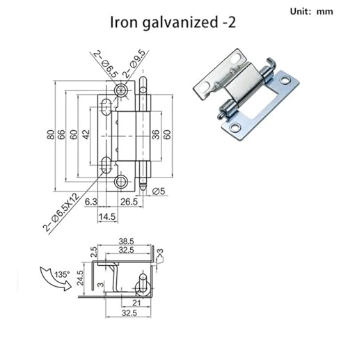 Charnière de galvanisation fer dissimulé armoire industrielle Iron-2