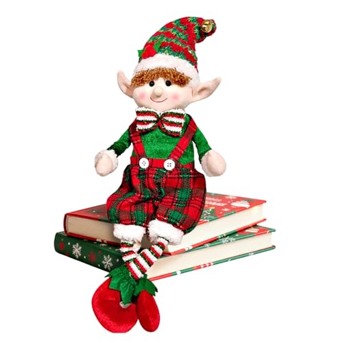 SingingWang Duende Navidad de Peluche, Duende Travieso Niño Niña, Elfo Peluche Navidad Muñeco, Elfo Travieso Navideño Travesuras, Travieso de Muñeco, Chimenea, Decoración Navideña (C)